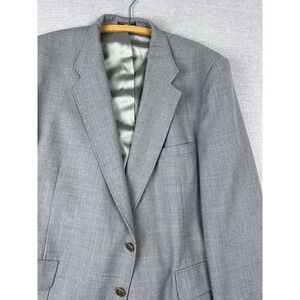Barrington Mens Grey Two Button Blazer Jacket Gold Crest Buttons Size 48R